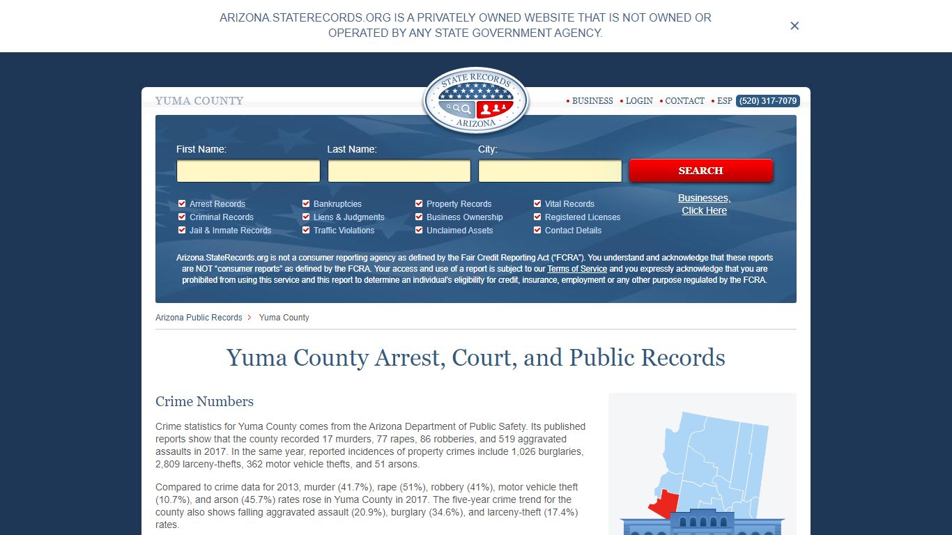 Yuma County Arrest, Court, and Public Records